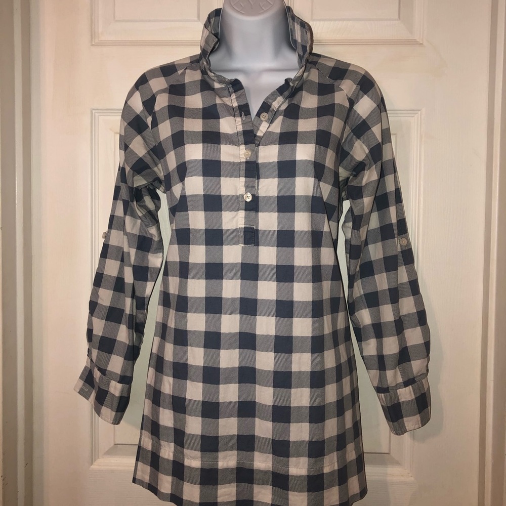 Small Plaid Long Sleeve Tunic Top
